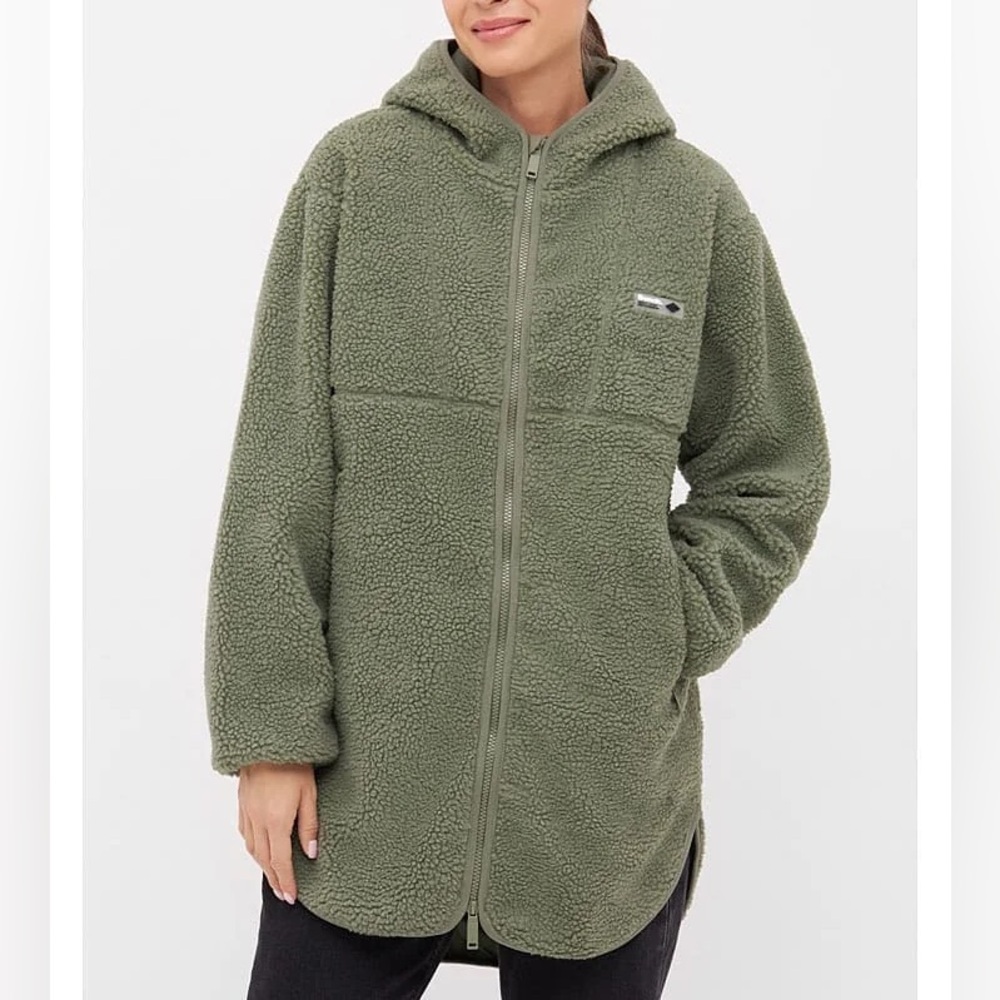 BENCH NWT Women's Olive Green Hooded Fleece Jacket SIZE M